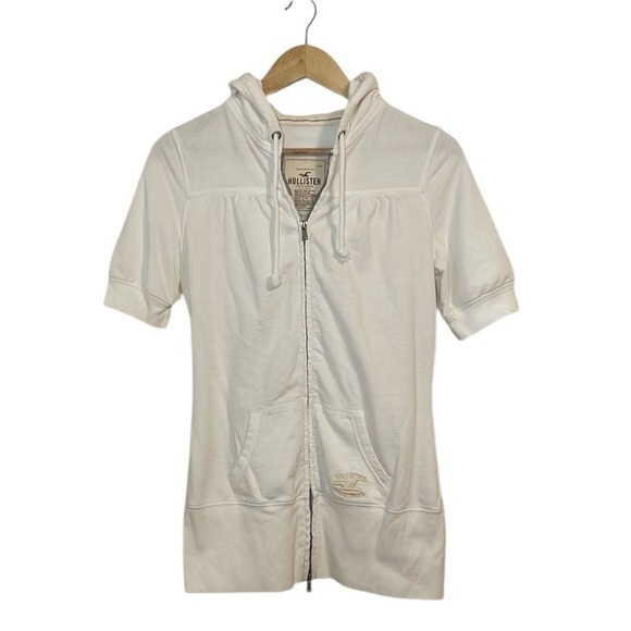 Hollister 2010s White Short-Sleeve Zip-Up Hoodie, Jacket, Medium - Picture 1 of 6